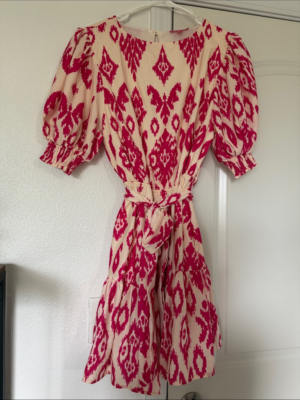 Flying Tomato Cream and Fuchsia Ikat Midi Dress
